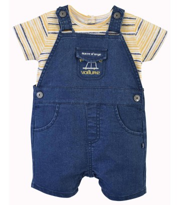POPCORN SHORT DUNGAREES + T-SHIRT - THE 